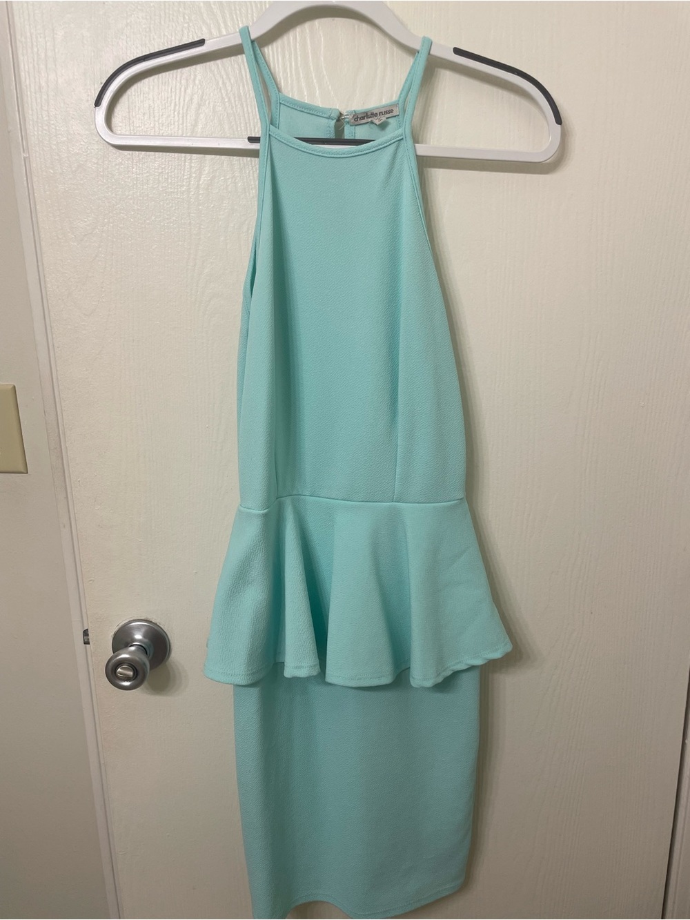 Charlotte Russe Mint Blue Halter Peplum Midi Dress